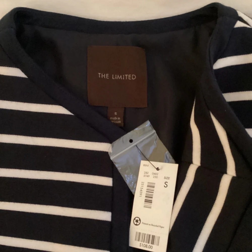 The Limited NWT navy blue / white striped blazer - Picture 2 of 4